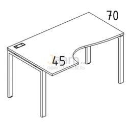 Мебель для персонала Стол эргономичный левый "Классика" на металлокаркасе UNO Б1 045 БП