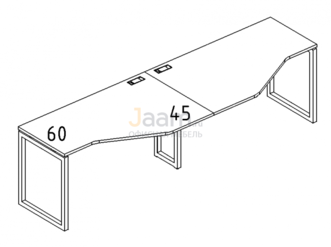 Мебель для персонала Рабочая станция со столами эргономичными "Техно" на металлокаркасе QUATTRO Б4 053-2 БП