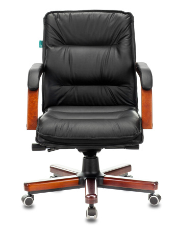 Кресло руководителя T-9927WALNUT-LOW черный кожа низк.спин. крестов. металл/дерево (Черный)