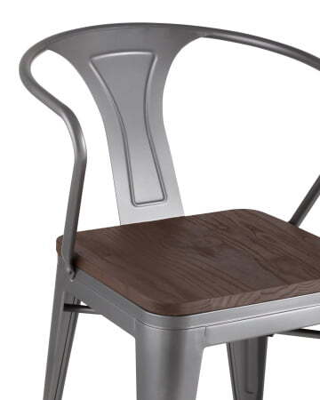 Стул TOLIX ARM WOOD с подлокотниками серебристый (Стул Tolix Arm Wood серебристый, матовый)