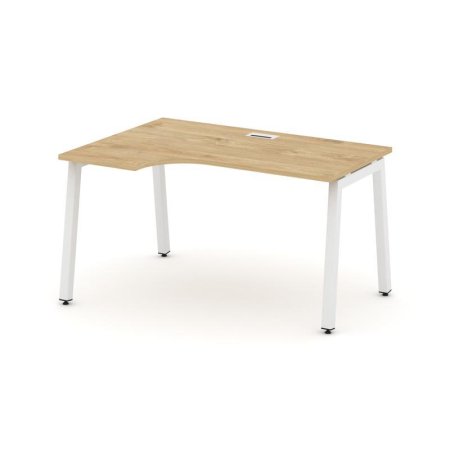 Стол рабочий эргономичный SN-5A.SPA-021(L) (1380х800/980х750) (Тиквуд Светлый/Металл Белый)