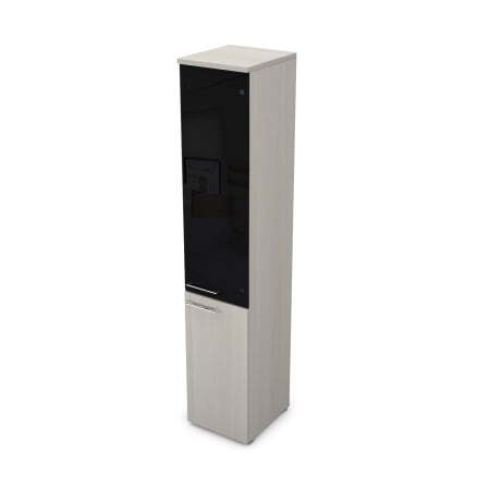Пенал высокий со стеклом левый Gloss line 9НП.005.22 Л 400x450x2045 (Ivory)