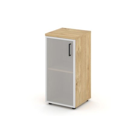 Шкаф низкий узкий SN.STU.E-303(L) (400х400х833) (Тиквуд Светлый/Сатин)