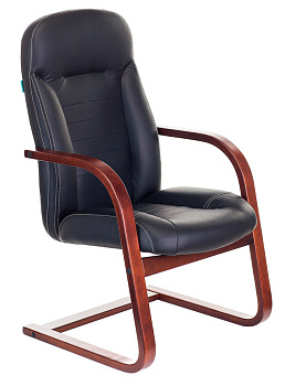 Кресло T-9923WALNUT-AV черный кожа полозья дерево коричневый
