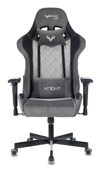 Кресло игровое Zombie VIKING 7 KNIGHT Fabric серый Loft ромбик ткань/эко.кожа с подголов. крестов. м