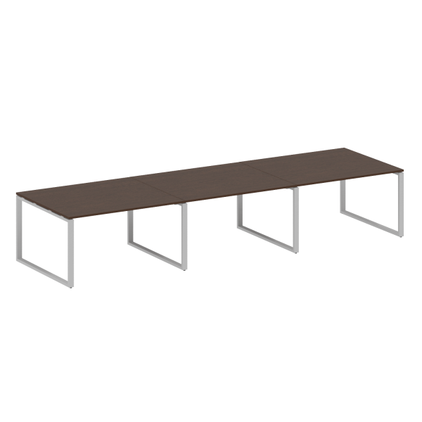Переговорный стол 3 столешницы Metal System Style БО.ПРГ-3.3 4200x1235x750 (Венге Цаво/Серый металл)