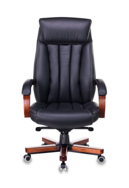 Кресло руководителя T-9922WALNUT черный кожа крестов. металл/дерево